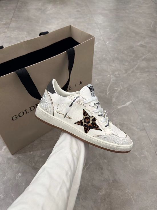 Golden Goose Premium Distressed Sneakers with Leopard Star Pattern