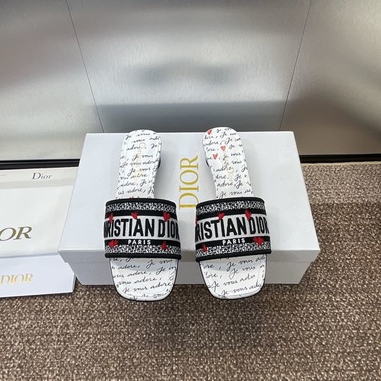 Christian Dior CD Customized Embroidered Slip-On Sandals with Logo
