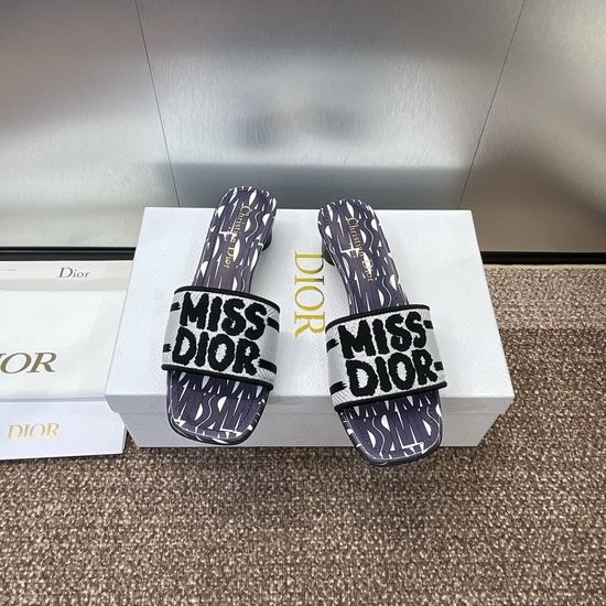 Christian Dior CD Embroidered Cylindrical Heel Sandals with Classic Logo