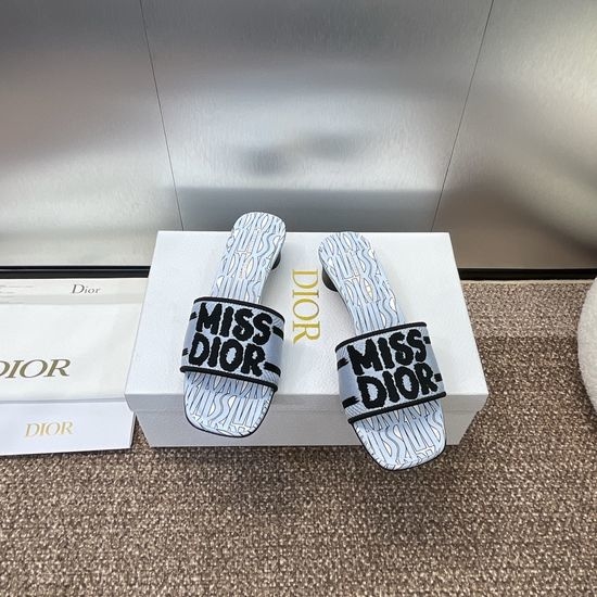 Christian Dior CD Embroidered Cylindrical Heel Sandals with Classic Logo