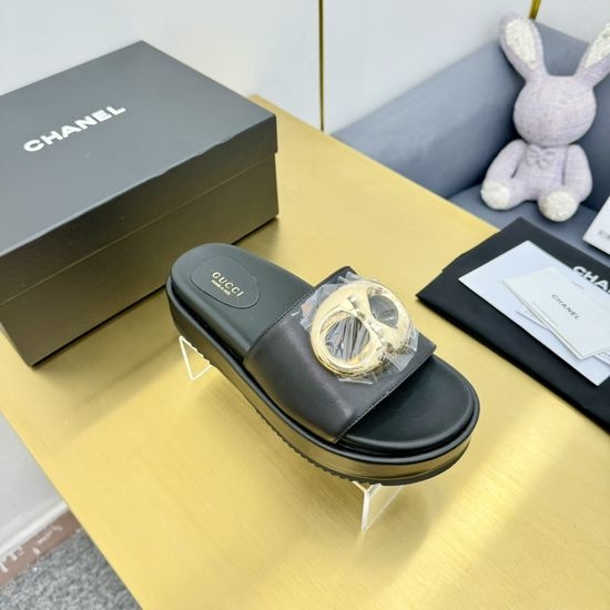 Gucci Cowhide Upper Thick Sole Slip On Casual Slippers