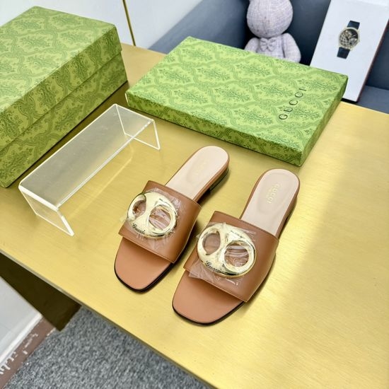 Gucci Flat Slide Sandals Soft Sole Comfortable Daily Shoes