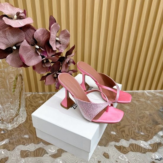 Amina Muaddi Rhinestone Silk Upper High Heel Shoes