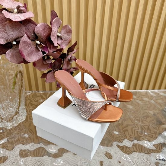 Amina Muaddi Rhinestone Silk Upper High Heel Shoes