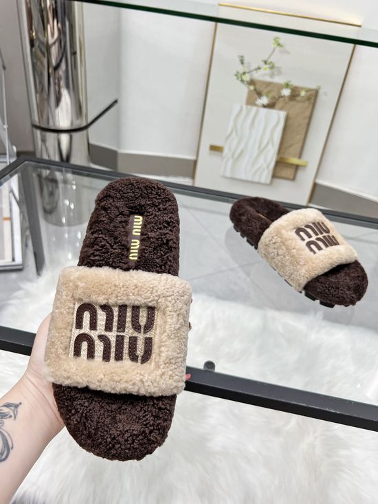Miu Miu Embroidered Wool Slip-on Comfort Slippers