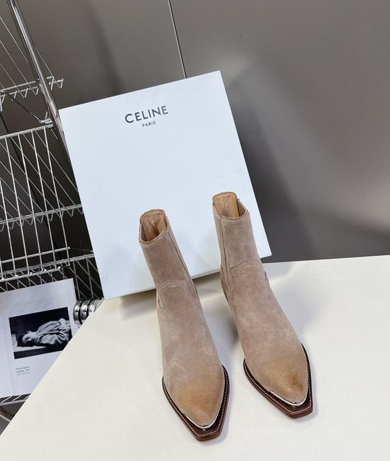 Celine Premium Leather Ankle Boots with Retro Logo Detail
