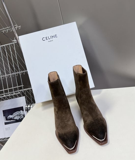 Celine Premium Leather Ankle Boots with Retro Logo Detail