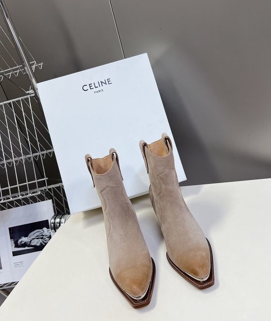Celine Premium Leather Ankle Boots with Retro Logo Detail