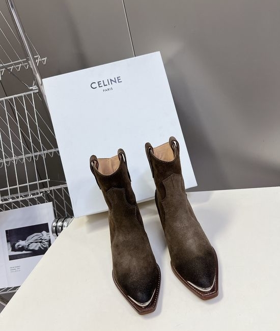 Celine Premium Leather Ankle Boots with Retro Logo Detail