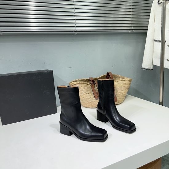 Marsell Waxed Leather Chunky Heel Ankle Boots Non-slip Sole