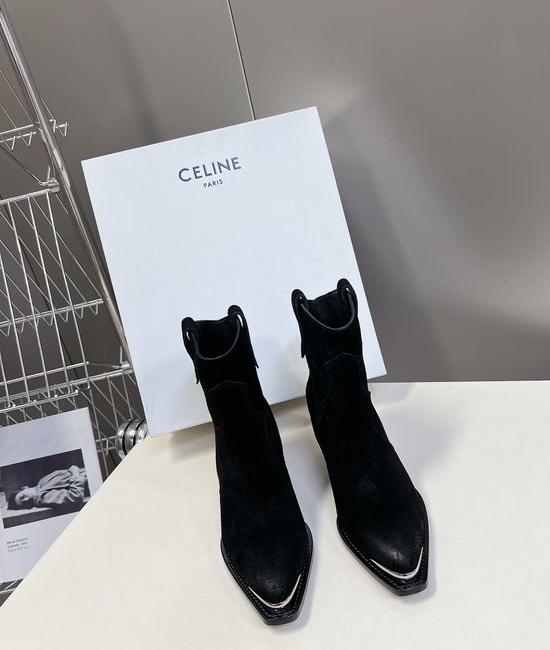 Celine Premium Leather Ankle Boots with Retro Logo Detail