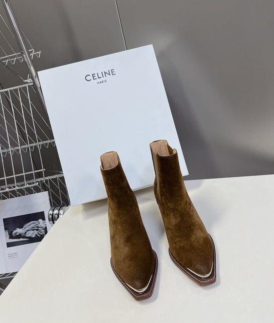 Celine Premium Leather Ankle Boots with Retro Logo Detail