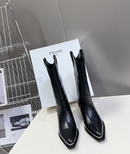 Celine Premium Leather Ankle Boots with Retro Logo Detail