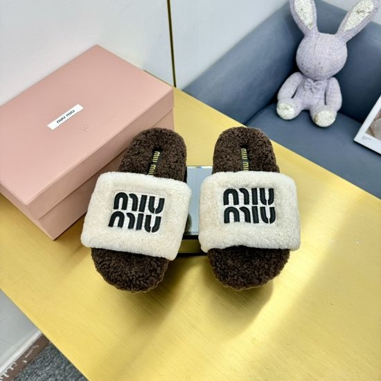 Miu Miu Soft Pure Wool Warm Non-slip Indoor Slippers