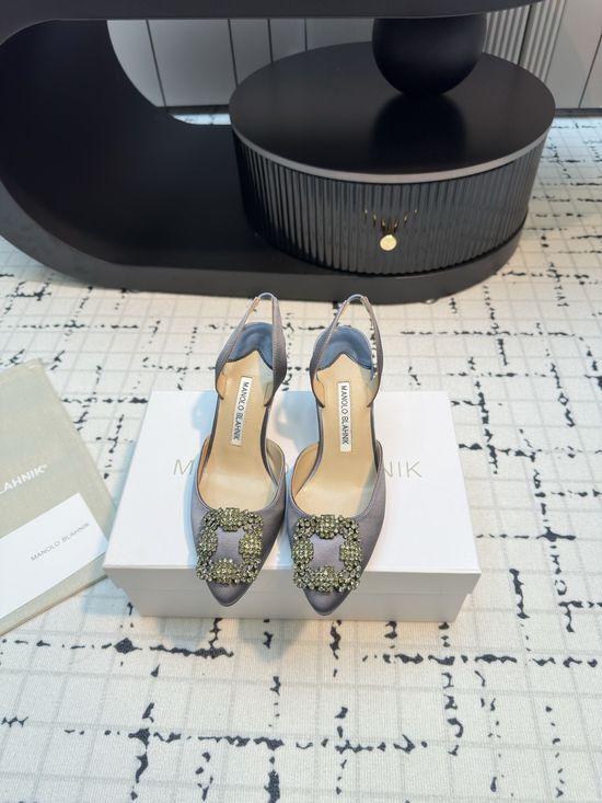 Manolo Blahnik Classic Silk Upper Sandal with Genuine Leather Sole