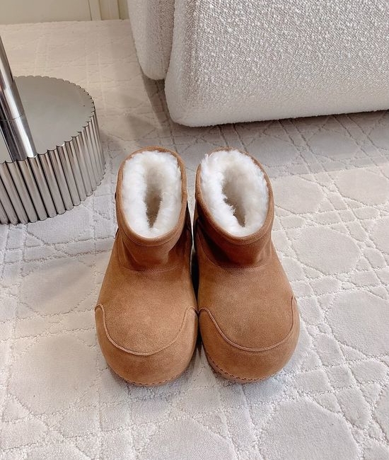 Balenciaga Warm Fleece Lined Platform Ankle Boots Non-slip Sole