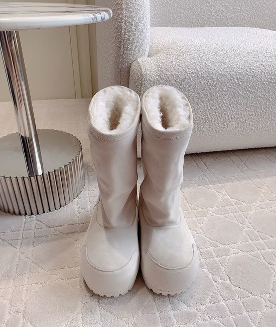 Balenciaga Warm Fleece Lined Platform Ankle Boots Non-slip Sole