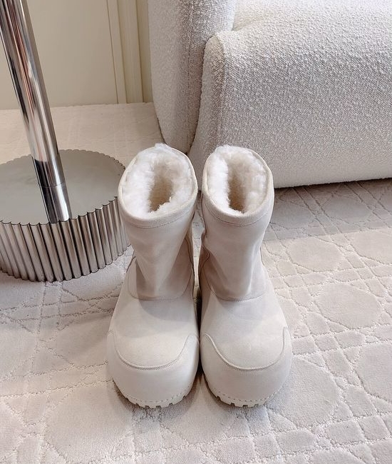 Balenciaga Warm Fleece Lined Platform Ankle Boots Non-slip Sole