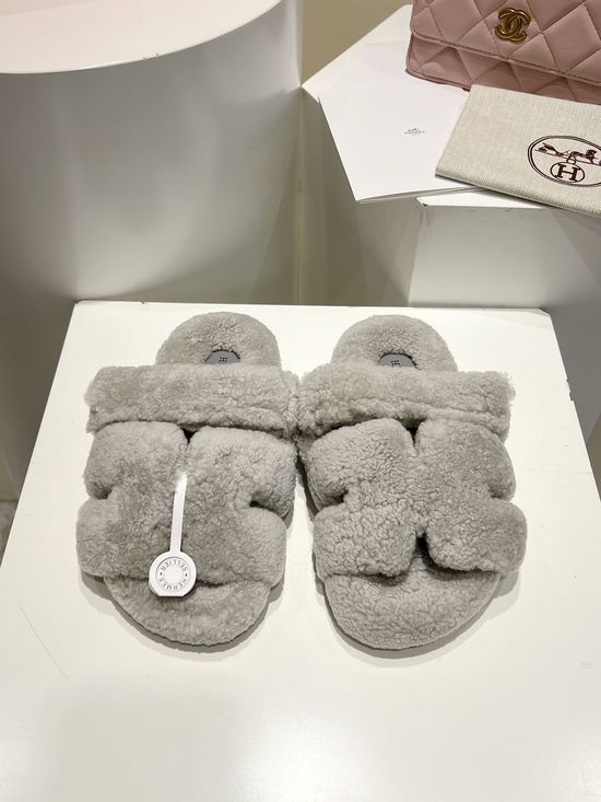 Hermes Curly Genuine Wool Comfortable Casual House Slippers