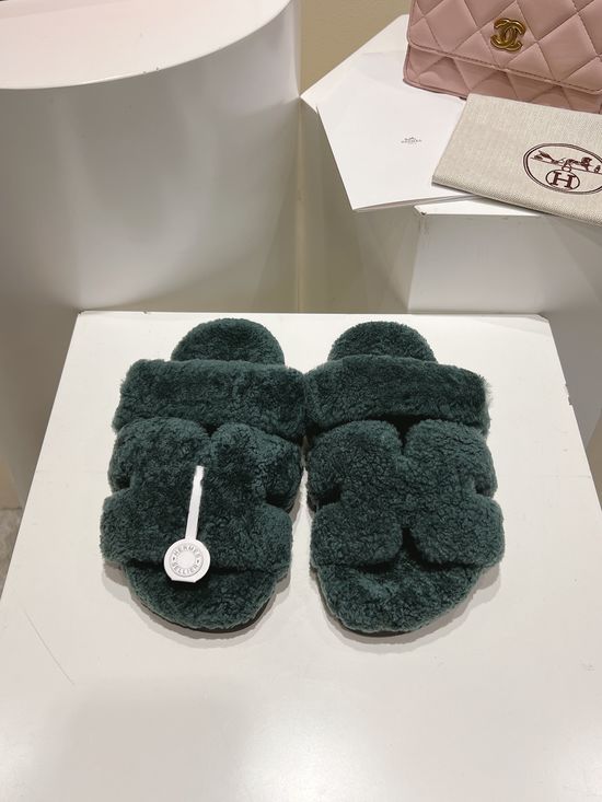 Hermes Curly Genuine Wool Comfortable Casual House Slippers