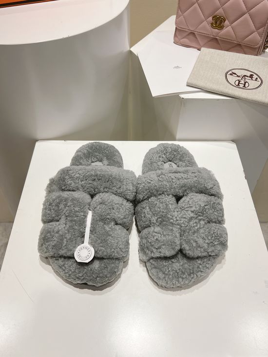 Hermes Curly Genuine Wool Comfortable Casual House Slippers