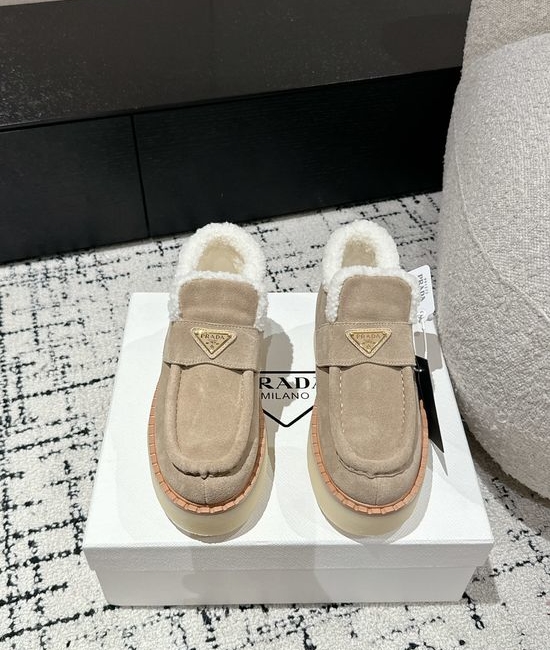 Prada Suede Platform Shearling Lined Ankle Boots Non Slip
