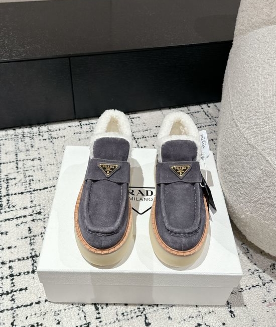 Prada Suede Platform Shearling Lined Ankle Boots Non Slip