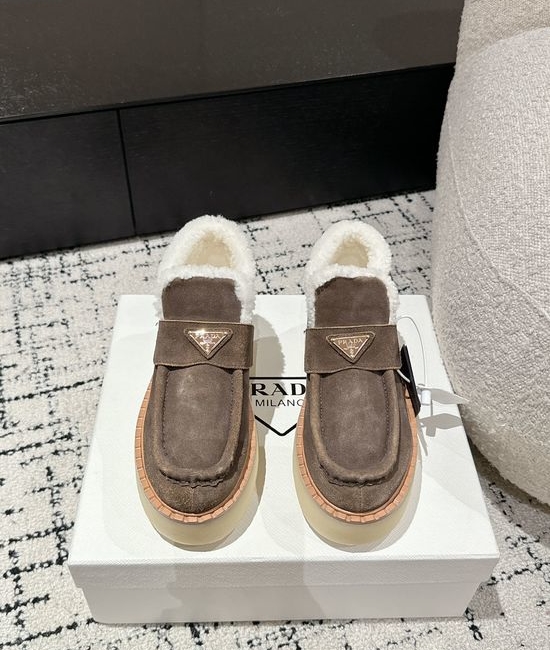 Prada Suede Platform Shearling Lined Ankle Boots Non Slip