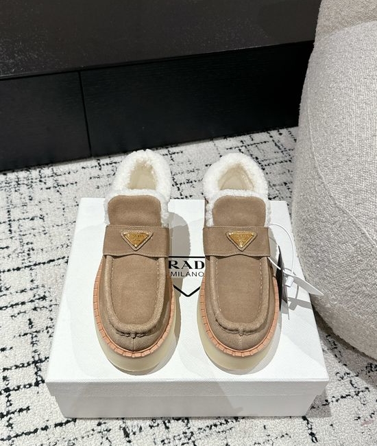 Prada Suede Platform Shearling Lined Ankle Boots Non Slip