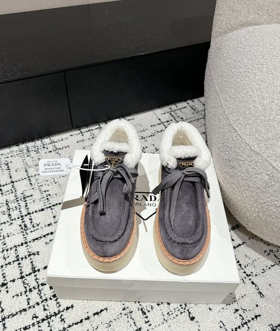Prada Suede Platform Shearling Lined Ankle Boots Non Slip