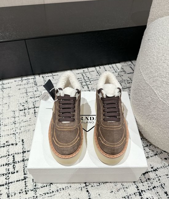 Prada Suede Thick Sole Warm Comfortable Short Ankle Boots