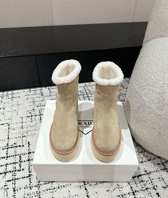 Prada Suede Platform Winter Boots Non-slip Warm Fleece Lined