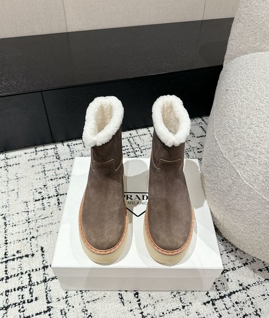 Prada Suede Platform Winter Boots Non-slip Warm Fleece Lined