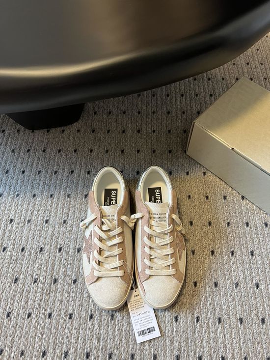 Golden Goose Cinnamon Pink Distressed Platform Casual Leather Sneakers