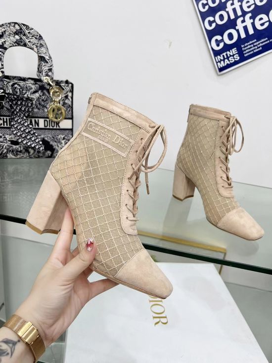 Christian Dior Exquisite Embroidered High-Heeled Net Boots