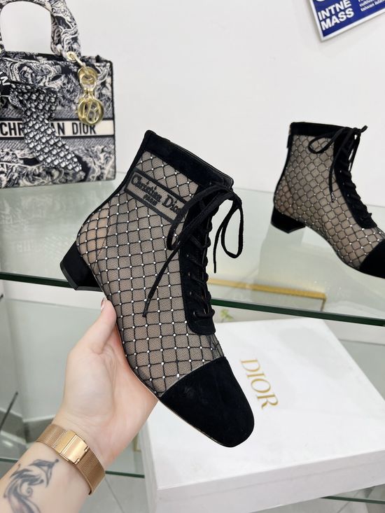Christian Dior Top-tier Embroidered Pattern High-Heeled Booties