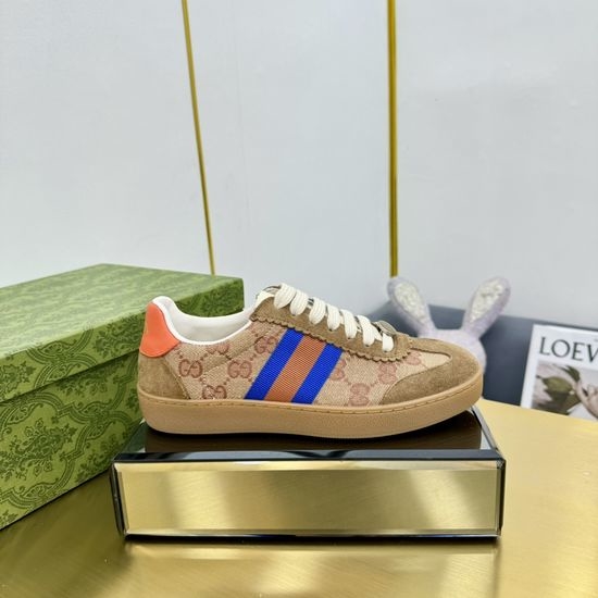 Gucci Leather Stitched Sneakers With 3D Emblem Decor