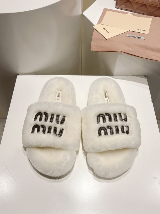 Miu Miu Embossed Letter Casual Shoes Real Leather Durable Sole
