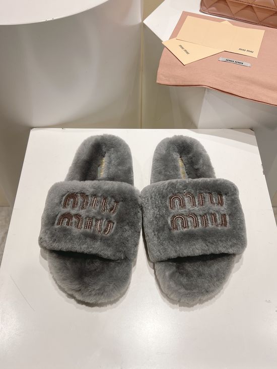 Miu Miu Embossed Letter Casual Shoes Real Leather Durable Sole