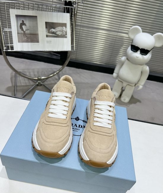 Prada Premium Leather Versatile Casual Shoes with Logo Detail