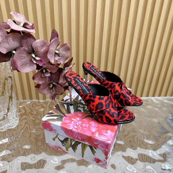 Dolce & Gabbana Retro Metal Heel Silk Slides with Exquisite Craft Details