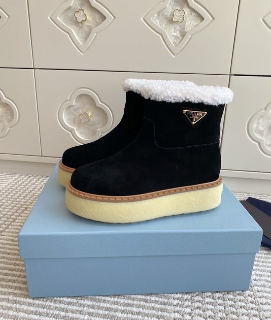 Prada Non-slip Plush Lined Platform Winter Ankle Boots