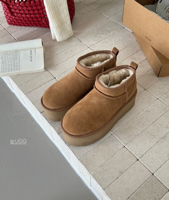 UGG Thick Sole Suede Fur Lined Warm Ankle Boots