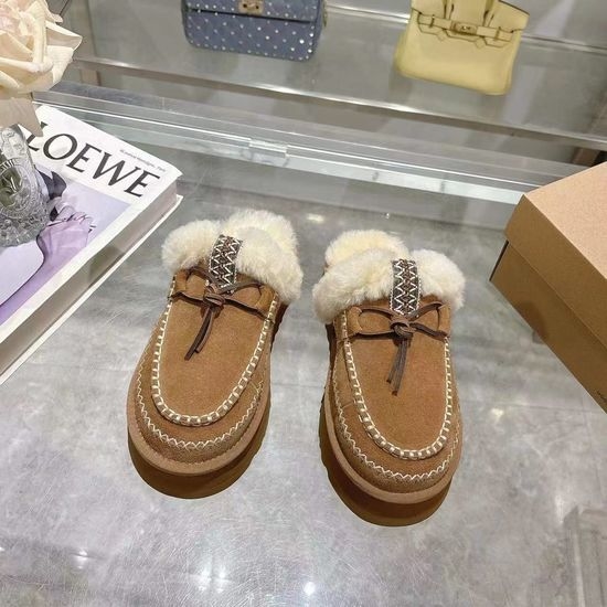 UGG Woven Trim Slip On Shoes with Fuzzy Lining