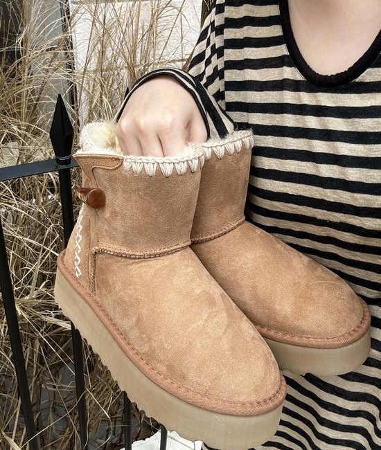 UGG Braided Horn Button Short Snow Boots Warm Durable Cozy Footwear