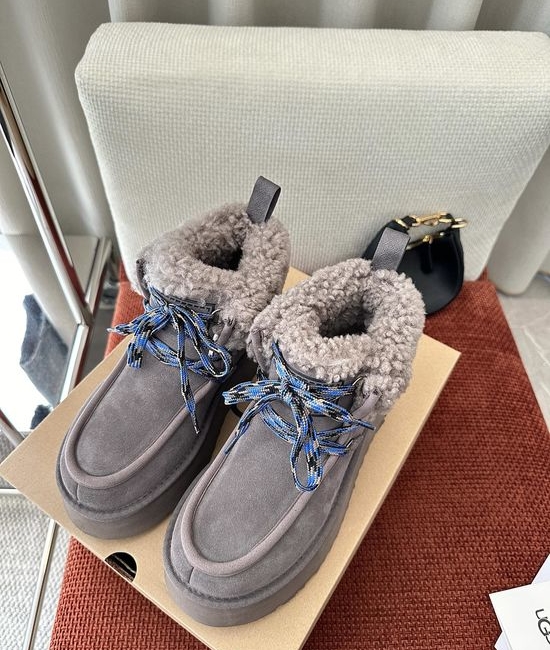 UGG Suede Lace-Up Platform Casual Shoes with Braided Details
