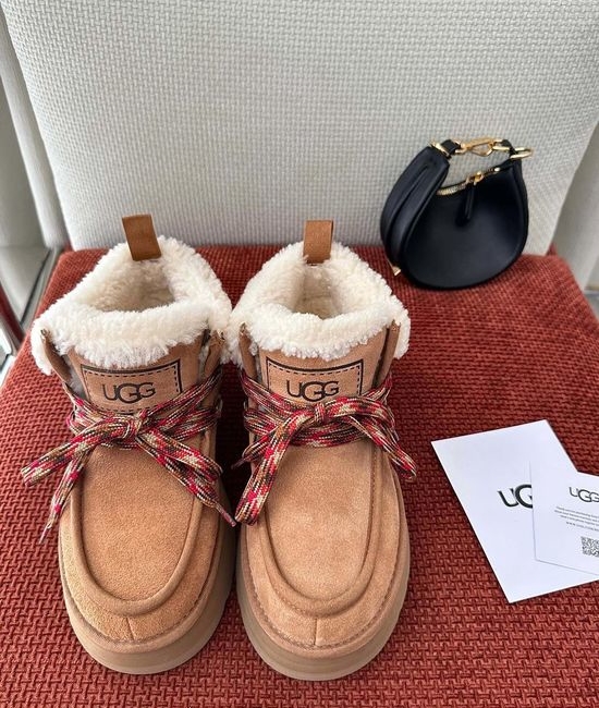 UGG Suede Lace-Up Platform Casual Shoes with Braided Details
