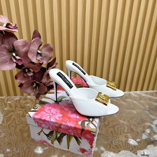 Dolce & Gabbana Rhinestone Embellished Retro Leather Slide Heels