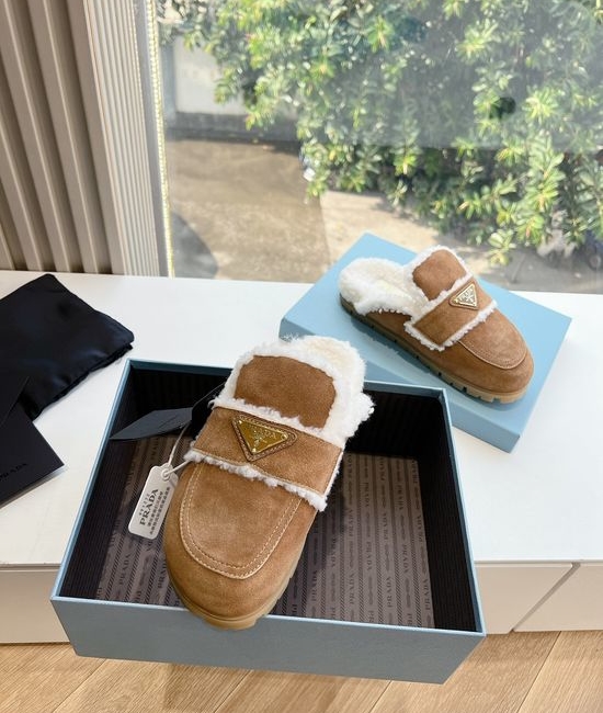 Prada Fleece Lined Slip On Platform Warm Winter Boots