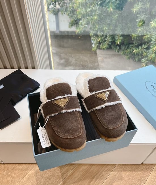 Prada Fleece Lined Slip On Platform Warm Winter Boots